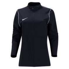 Nike Women's Park 20 Track Jacket. Team training jacket from Nike. The Nike Park 20 Track Jacket is a lightweight jacket with built-in Dri-FIT sweat control. Brushed interior Dropped back hem Stand-up collar Welted hand pockets Full-front zipper Slim cut with dropped back hem Polyester. Team Training, Track Jacket, Track Jackets, Lightweight Jacket, Puma Jacket, Front Zipper, Nike Jacket, Dri Fit, Navy And White