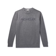 We've heard of quiet luxury and quiet quitting, could this be quiet logomania? Moncler's sweatshirt is made from wool-blend felt and tonally embroidered for a raised, three-dimensional finish. Luxury Logo Detail Sweatshirt For Winter, Luxury Crew Neck Sweatshirt For Streetwear, Designer Crew Neck Sweatshirt With Logo, Designer Crew Neck Sweatshirt With Logo Detail, Designer Cotton Sweatshirt With Logo Detail, Luxury Crew Neck Sweatshirt With Logo, Luxury Crew Neck Sweatshirt With Logo Detail, Luxury Crew Neck Sweatshirt For Fall, Luxury Winter Sweatshirt With Ribbed Cuffs