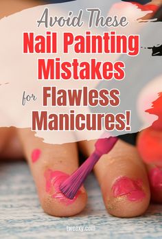 What Not To Do When Painting Your Nails: Messy Manicures	Avoid These Nail Painting Mistakes for Flawless Manicures! Manicure Real Nails, Manicure Natural Nails, Short Nails Natural, Gel On Natural Nails, Manicure Gel Nails, Diy Manicure At Home, Manicure Natural