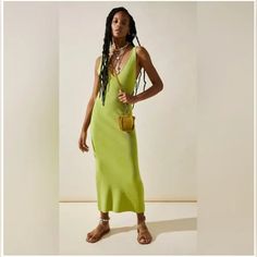 Free People Beach Daniela Lime Green Ribbed Maxi Tank Dress Size: Large Color: Green **This Is For The Green Dress Only. The Other Two Photos Show Fit. Approximate Pit To Pit (Bust Measurement) For Large: 16.5" Unstretched So Timeless With A Touch Of Sultry, This Essential Midi Dress Is Featured In A V-Neck, Fitted Silhouette With Scoop Back Detail And Dropped Armholes For Added Shape. Effortless, Pull-On Style Ribbed Knit Fabrication Deep V-Neckline Free-Est Comprised Of Textured, Free-Flowing Sleeveless Ribbed Maxi Dress For Summer, Casual Ribbed Midi Dress For Beach, Casual Ribbed Summer Midi Dress, Ribbed Midi Beach Dresses, Sleeveless Ribbed Midi Dress For Beach, Ribbed Midi Dress For Vacation, Casual Ribbed Maxi Dress For Beach, Casual Ribbed Maxi Dress For The Beach, Heart Cutout Dress