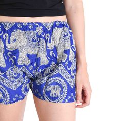 KRABI SHORTS Elepanta Women's Shorts - Buy Today Elephant Pants Jewelry And Bohemian Clothes Handmade In Thailand Help To Save The Elephants FairTrade And Vegan Blue Bohemian Shorts For Beach, Blue Bohemian Shorts For The Beach, Bohemian Blue Shorts For Beach, Bohemian Blue Shorts For The Beach, Bohemian Festival Shorts With Elastic Waistband, Bohemian Shorts With Elastic Waistband For Festivals, Blue Cotton Festival Shorts, Bohemian Blue Shorts With Elastic Waistband, Festival Shorts With Elastic Waistband