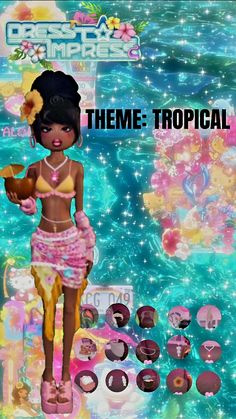 oufit dress to impress theme: tropical Dti Outfits Ideas Tropical, Dti Rainforest Free, Dti Tropical Theme Outfit, Dti All Thenes, Dti Fav Colour Theme, Dress To Impress Rainforest Theme, Dress To Impress Theme Rainforest, Dti Outfit Ideas Theme Pool Party, Dress To Impress Theme Telenovela