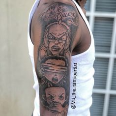 a man with a tattoo on his arm that says one piece and the other half