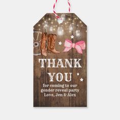 thank you for coming to our gender reveal party love, ten & alex gift tags