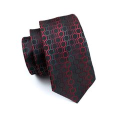 Honeycomb Tie, Pocket Square and Cufflinks - SOPHGENT Dapper Black Tie For Gift, Dapper Black Ties For Gift, Modern Mens Fashion, Necktie Set, Cool Box, Unique Ties, Cufflink Set, Red Tie, Men's Tie