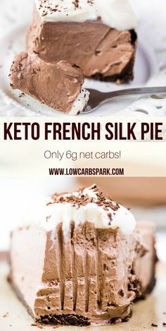 a piece of keto french silk pie on a plate