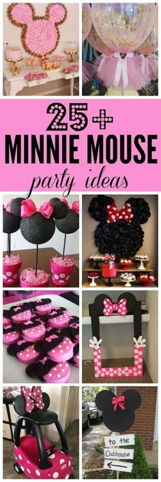 minnie mouse party ideas with pink and black decorations