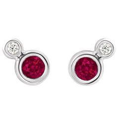 Cluster bezel set ruby and diamond stud earrings for everyday wear. Rubies and diamonds are set in a full bezel setting. The bezels are finished with a polished finish (satin brushed finish upon request). The earrings can be ordered with your choice of a 3mm ruby and 1.5mm diamond or in the larger version with 4mm diameter ruby and 2mm diamond. It's available either with a lab-created Ruby or a genuine ruby. Ruby Spec: Size/Weight: 3mm/0.15ct or 4mm/0.35ct each Shape: full cut round faceted Trea Rubies And Diamonds, Aquamarine Birthstone, Bezel Set Earrings, Hammered Band, Birthstone Earring, Diamond Stud Earrings, Ruby Diamond, Bar Earrings, Diamond Stud