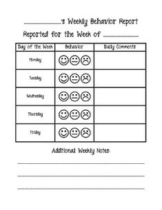 the weekly behavior report is shown in this printable sheet for students to practice their feelings