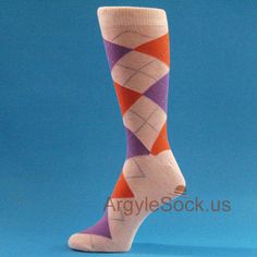 USH107: LIGHT PEACH ORANGE LAVENDER MEN'S ARGYLE DRESS SOCKS Argyle Dress, Man Socks, Orange Lavender, Peach Background, Mens Dress Socks