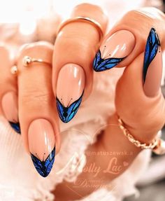 Persephone Inspired Nails, Butterfly Tip Nails, Lunar Moth Nails, Almond Nails Ideas Spring, Cool Nail Inspo Almond, Gorgeous Nails Spring, Nail Ideas With Butterflies, Gothic Summer Nails, Almond Style Nails