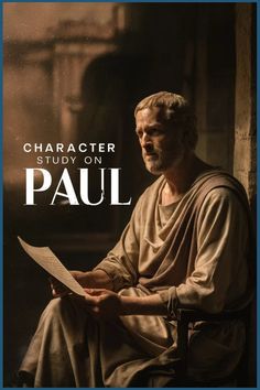 Man dressed in ancient clothing reading a document, with text "Character Study on Paul" above. Apostle Paul, Personal Bible Study, Sunday School Teacher, Prayer And Fasting