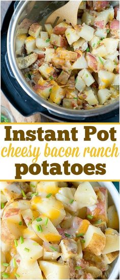 the instant pot cheesy bacon ranch potatoes are ready to be cooked in the slow cooker