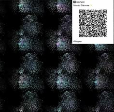 an image of a black background with blue and green dots on it, as well as a qr code