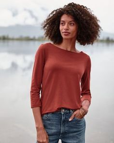 Garnet Hill, Dresses Pants, Three Quarter Sleeves, Quarter Sleeve, Pima Cotton, Tee Shop, Boat Neck, Three Quarter, Women Clothing