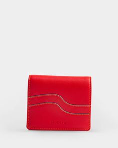 Small squared Wallet crafted with the iconic Mieits waves. Key features: Leather wallet, cotton linging, snap buttons fastening, zip pocket for coins, credit slots. Wallet Craft, Leather Wallet, Zip Pockets, Wallet, Red, Leather