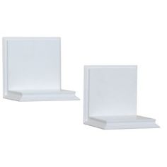 two white shelfs sitting next to each other on a white background, one is empty