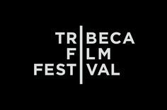 the tribeca film festival logo is shown in black and gold on a dark background