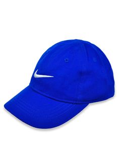 a blue hat with the nike logo on it