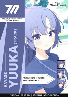 an advertisement for the blue - eyed anime character, yuka kuravk