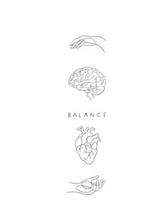 the words balance are written in black and white, with hands reaching out to each other