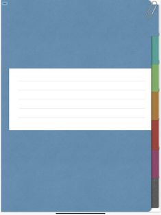 a binder with several colored papers attached to the front and back of each file