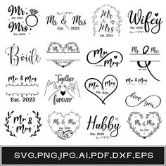 wedding svg files for the bride and groom to use in your design projects or scrapbook