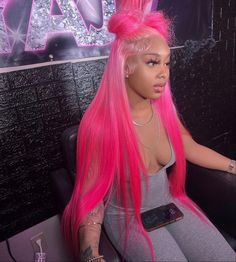 Frontal Wig Hairstyles, Pink Wig, Dope Hairstyles, Colored Wigs, Front Lace Wigs Human Hair, Baddie Hairstyles, Wig Styles, Black Girls Hairstyles, Aesthetic Hair