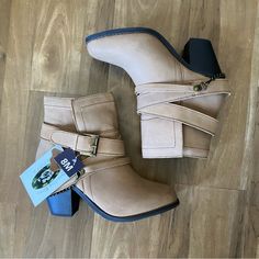 Brand New With Tags. Bought Before Pregnancy And My Feet Grew So They Do Not Fit. - Genuine Leather - Size 8m Fall Medium Width Ankle Strap Booties, Beige Ankle Strap Boots For Fall, Before Pregnancy, Leather Ankle Boots, Bootie Boots, Ankle Boots, Genuine Leather, Women Shoes, Brand New