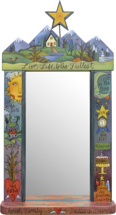 a colorful mirror with a star above it and writing on the frame that says we are the turtles