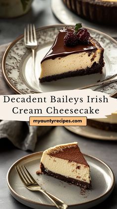 a slice of decadent bailey's irish cream cheesecake