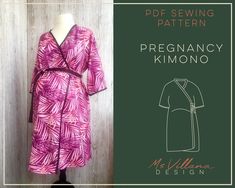 Pregnancy kimono pattern, hospital robe maternity pdf sewing pattern, pregnancy bathrobe plus size kimono This product contains: - a digital instant download PDF file for pregnancy kimono pattern, in A4 and US letter printing format in two universal sizes, M and L. - a step-by-step tutorial with pictures for the stripe closing and the belt closing - bonus content The PREGNANCY KIMONO is an easy and comfortable piece with an extra front width to fully cover the belly. This garment is for use in t Breastfeeding Dress Pattern, Nursing Dress Pattern, Hospital Gown Pattern, Kimono Plus Size, Maternity Sewing, Nursing Gown, Breastfeeding Dress, Plus Size Kimono, Maternity Nursing Dress