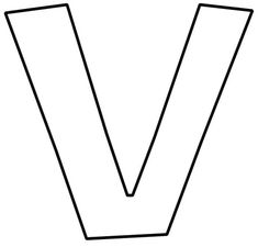 the letter v is outlined in black and white