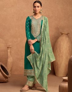 🌿💃 Embrace elegance with our Rama Green Premium Silk Pant Pakistani Suit! ✨💚 This exquisite ensemble combines traditional charm and modern flair, making you stand out with a sophisticated and stylish look. 😍🌸 #RamaGreenPremiumSilkPant #PakistaniSuit #FashionGoals #TraditionalCharm #ModernFlair #SlayInStyle #FashionistaAlert #MakeHeadsTurn #EthnicEnchantress #FashionForward #SimplyStunning #ChicSilhouettes #FashionFiesta #OwnTheLook Look Festival, Palazzo Suit, Silk Bottoms, Silk Suit, Salwar Kameez Designs, Pakistani Suits, Anarkali Dress, Silk Dupatta, Salwar Suit