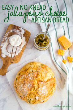 an easy no - knead cheese artisan bread