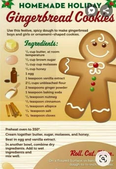 a recipe for homemade holiday gingerbread cookies with instructions on how to bake them