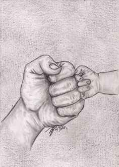 a pencil drawing of two hands holding each other's hand, with the word love written on it