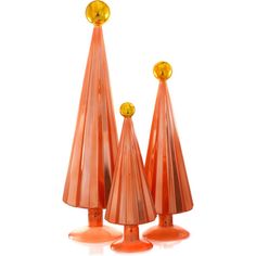 three orange vases sitting on top of each other