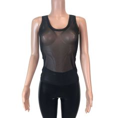 Sheer stretch black mesh tank top that fits to the body. The mesh has plenty of stretch. Oc Dress, Spandex Outfits, Rave Tops, Sheer Tank Top, Mesh Tank Top, Clothing Black, Rave Wear, Rave Outfits, Black Mesh