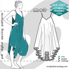 "Digital-PDF pattern for sewing a Loose-fit Boho-style Romper. ONE size to fit: XS-S-M-L-XL MATERIALS: Lightweight soft draping woven or jersey/knit fabric. Fabric amount for two different widths: 1) 140x200cm / 56\"x80\" 2) 100x280cm / 40\"x112 PLEASE NOTE: - Do not regard my INSTRUCTIONS as a SEWING MASTERCLASS. There are Preparation, Cutting & Sewing parts in the instruction, and every step of making a garment has been described. - Due to the nature of digital products, they may not be Pattern For Sewing, Sew Ins, Diy Clothes Design, Mode Boho, Couture Mode, Sewing Design, Diy Sewing Clothes, Clothes Sewing Patterns, Sewing Basics