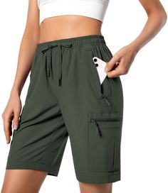 PRICES MAY VARY. Lightweight & Quick Dry Fabric: Lightweight, breathable, quick-dry and water-resistant fabric. The womens hiking shorts keep you cool and fresh all day. Adjustable Elastic Waistband: The women cargo shorts have a 360-degree elastic waist with adjustable drawstring to prevent pressure marks on the tummy and offers a custom fit during hiking or athletic. 5 Zipper Pockets: 2 Zipper side pockets, 2 zipper cargo pockets and 1 zipper rear pocket are deep enough to store your cellphone Women Cargo Shorts, Hiking Shorts, Women Cargos, Hiking Women, Water Resistant Fabric, Athletic Shorts, Custom Fit, Cargo Shorts, Quick Dry