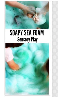 two pictures of soapy sea foam and the words soapy sea foam