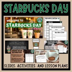 starbuckss day activities and lesson plans for students to use on the coffee shop menu