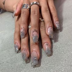 Nail Piercing, 5 Fingers, Punk Nails, Almond Acrylic Nails, Kawaii Nails