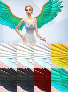 an image of a woman with wings in different colors