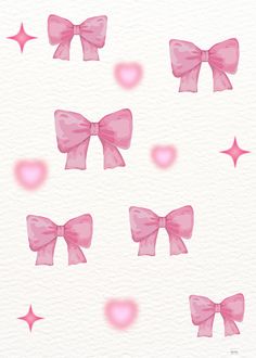 pink bows and stars on white paper with watercolor effect in the middle, set against a light background