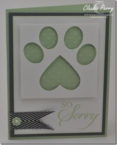 a card with a dog's paw and the words so sorry