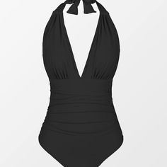 Cupshe Women One Piece Swimsuit Deep V Neck Tummy Control Halter Twisted Backless Bathing Suits New With Tag . Color Black And Size Med Fitted Solid Color Swimwear For Party, Party Fitted Solid Color Swimwear, Fitted Solid Color Party Swimwear, Chic Black Halter Neck Swimwear, Chic Solid Swimwear For Night Out, Backless Bathing Suits, Black Halter, One Piece For Women, Deep V Neck