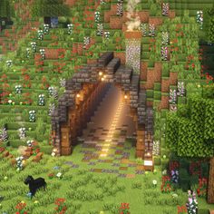 Hillside Minecraft Build, Minecraft Survival World Builds, Mc Tunnel Ideas, Minecraft Builds In Mountain, Minecraft Building Ideas In Mountain, Minecraft Mountain Tunnel, Mountain Build Minecraft, Minecraft Tunnel Entrance Ideas, Tunnel Minecraft Ideas