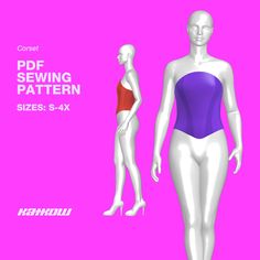 **DIGITAL DOWNLOAD ONLY** Download our corset sewing pattern with a tie up back or zipper. Add structure to your drag queen look this cute corset. Sew it yourself with your fabulous denim or cotton fabric. The pattern comes with easy-to-follow instructions--perfect for sewing beginners! Included in download: * PDF Packet Zip File * Letter PDF layout for printing (USA Printers) * A4 PDF layout for printing (European Printers) * A0 PDF layout for printing (Poster Printers) * Instruction Guide Size Fantasy Plus Size, Pdf Layout, Sewing Beginners, Corset Sewing, Drag Queen Costumes, Drag Queen Outfits, Corset Sewing Pattern, Crop Top Pattern, Rave Accessories